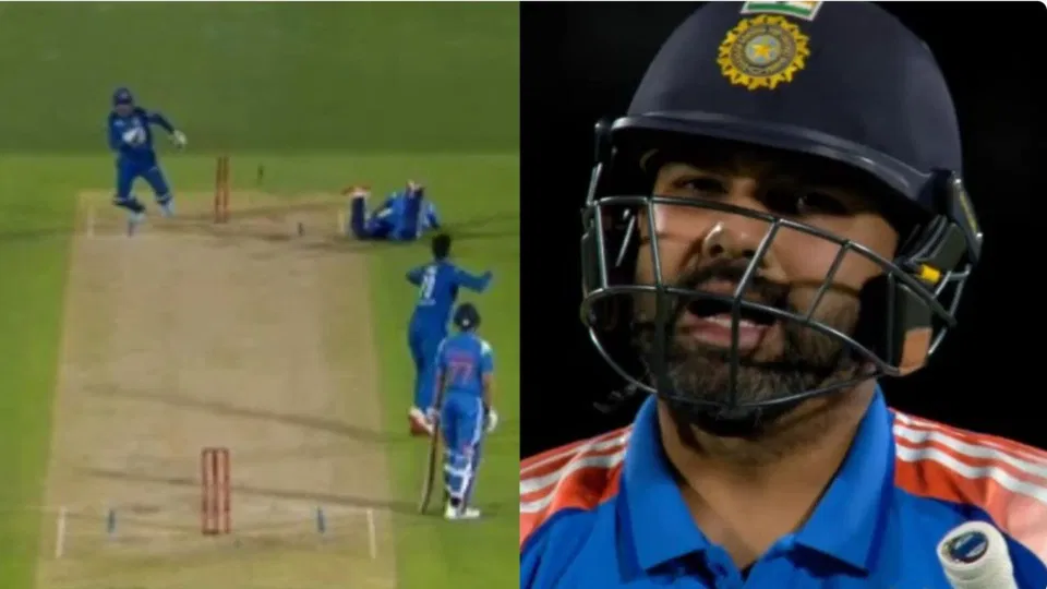 Rohit was run-out in the first ODI Vs Afghanistan [Source: Screengrab/JioHotstar]
